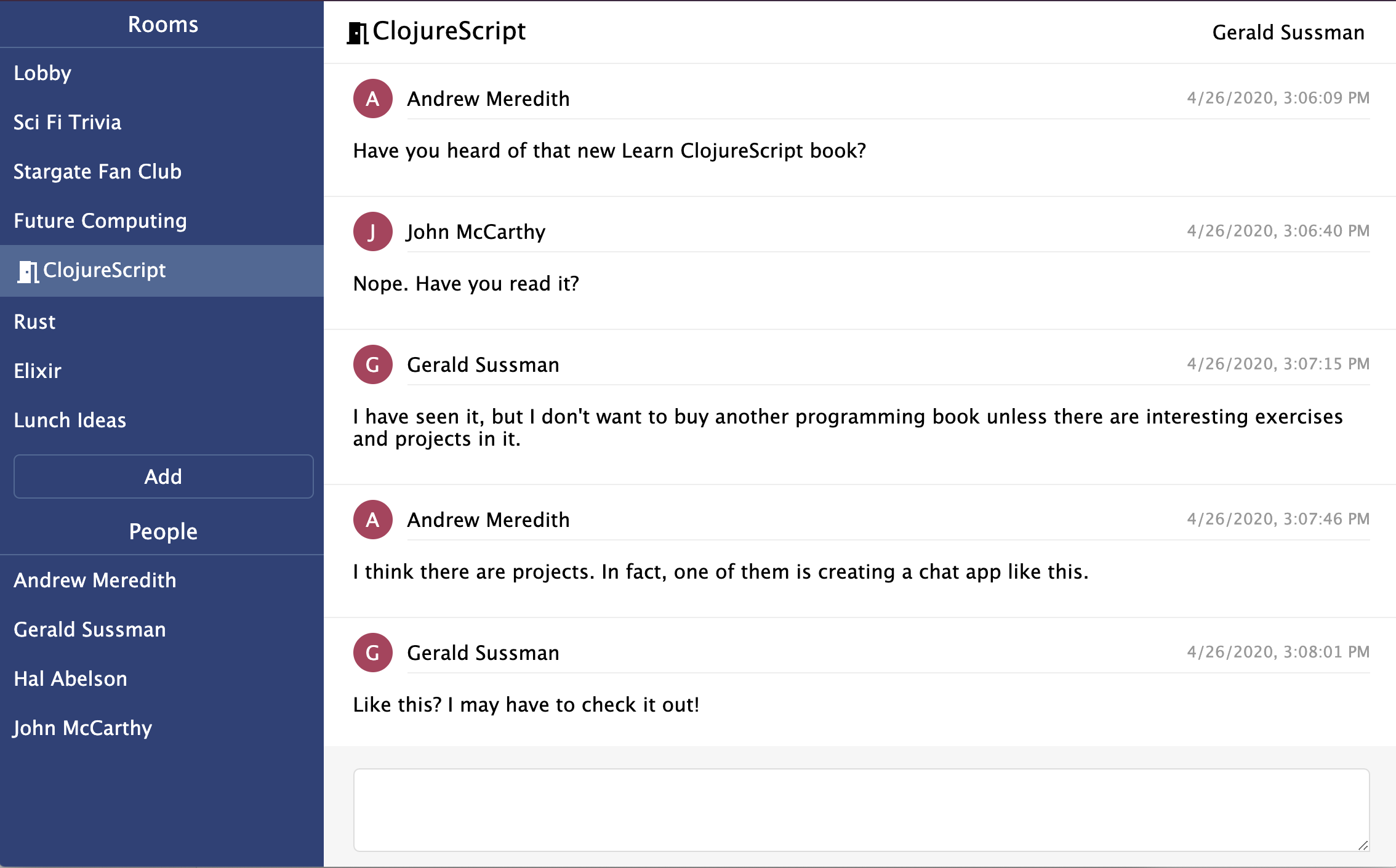 ClojureScript Chat Screenshot